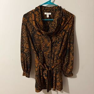 Topshop Brown and Black Animal Print Cowl Neck Dress Size 2 P